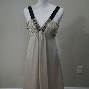 BCBGMAXAZARIA Champagne Beaded Dress - Size 6